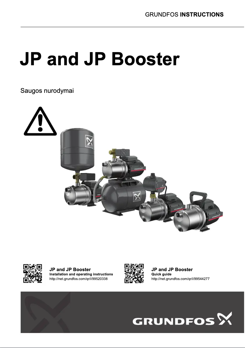 Page 1 de la notice Guide d'installation Grundfos JP 5-48