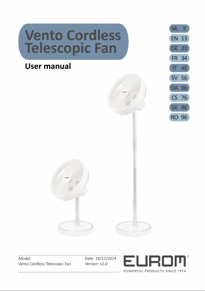 Página 1 del manual Manual de usuario Eurom Vento
