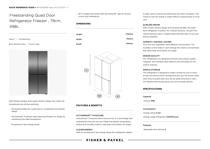 Image de la première page du manuel de l'appareil RF500QNB1