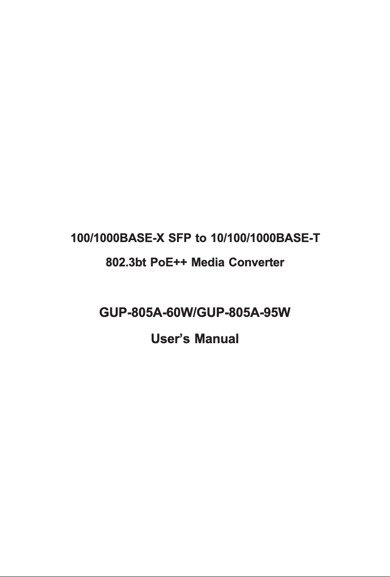 Page 1 de la notice Manuel utilisateur Planet GUP-805A-95W