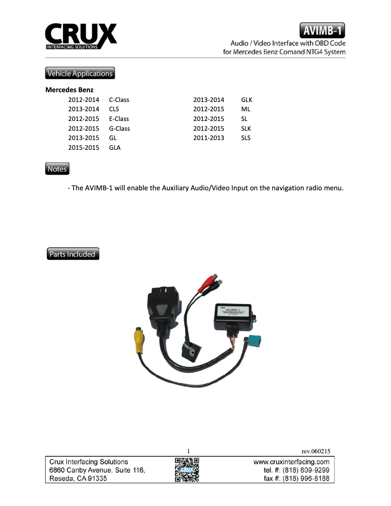 Page n°1 - Manuel utilisateur CRUX AVIMB-1
