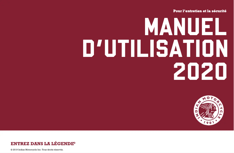 Page 1 de la notice Manuel utilisateur Indian Chieftain Dark Horse (2020)