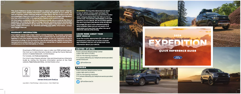 Page n°1 - Guide de démarrage rapide Ford Expedition (2024)