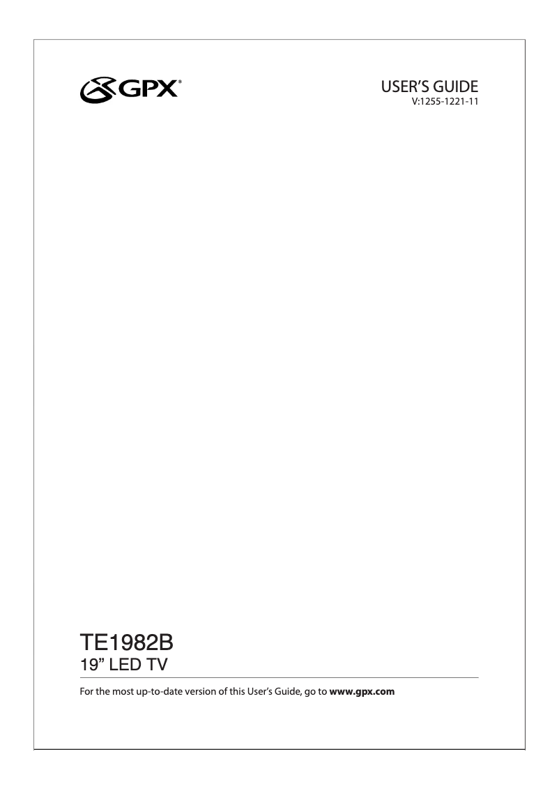 Page n°1 - Manuel utilisateur GPX TE1982B