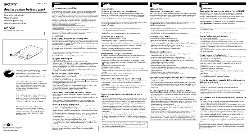 Page 1 de la notice Manuel utilisateur Sony NP-F200