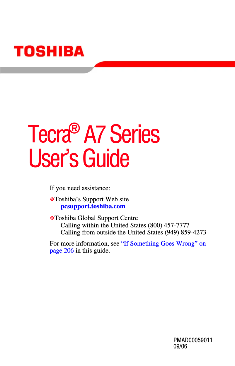 Page 1 de la notice Manuel utilisateur Toshiba Tecra A7