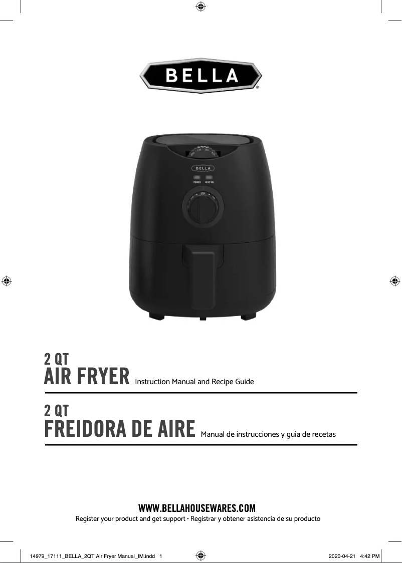 Page 1 de la notice Manuel utilisateur Bella 2qt Air Fryer