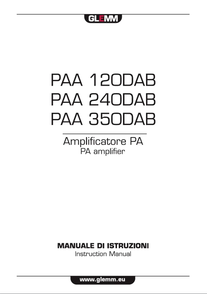 Page n°1 - Manuel utilisateur Glemm PAA 350DAB