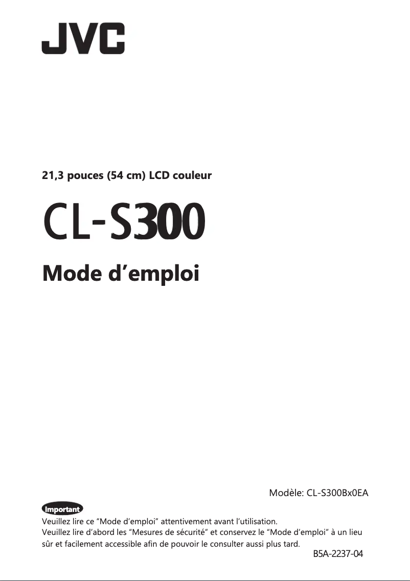 Page n°1 - Manuel utilisateur JVC CL-S300
