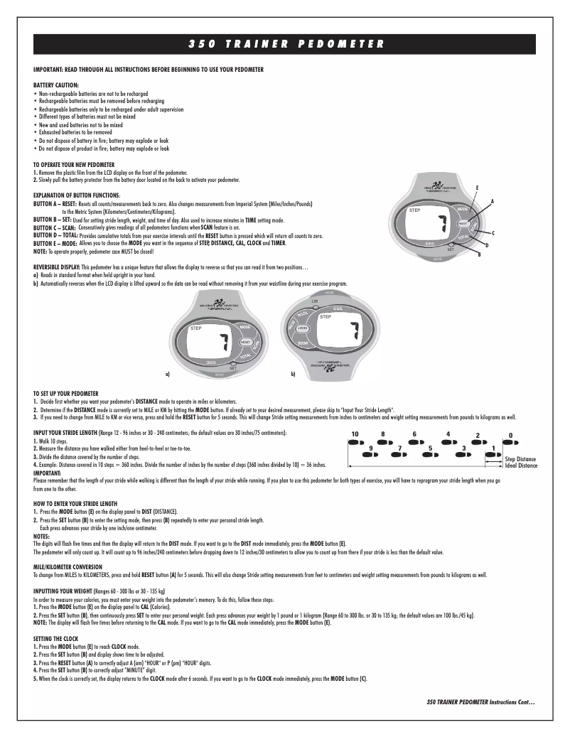 Page 1 of the manual User Manual Sportline Goal 350