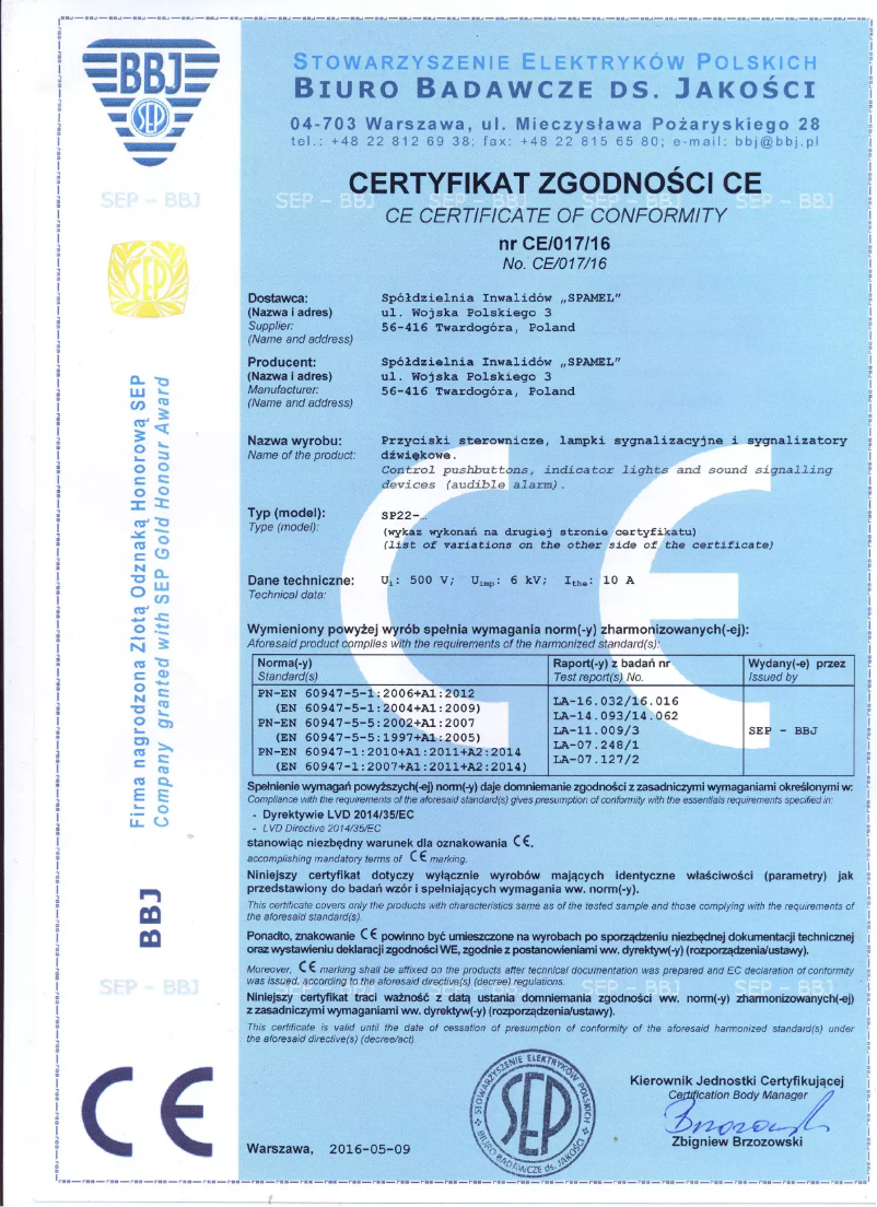 Page 1 de la notice Manuel utilisateur Spamel SP22-1408\P12