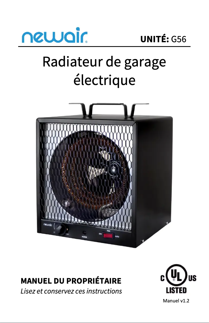 Page n°1 - Manuel utilisateur NewAir G56