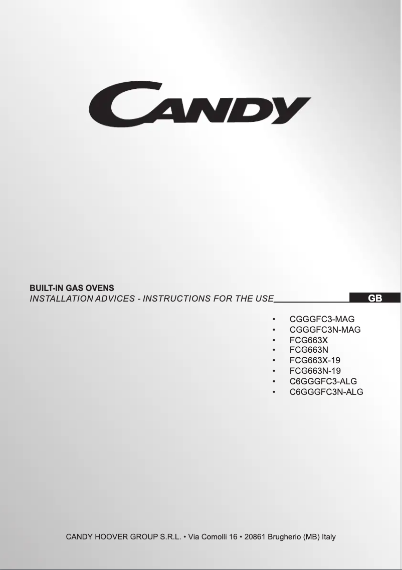 Page 1 de la notice Manuel utilisateur Candy FCG663X