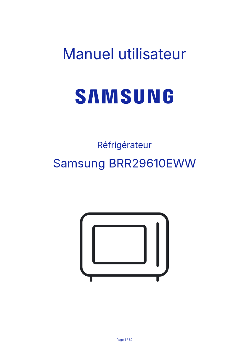 Page n°1 - Manuel utilisateur Samsung BRR29610EWW