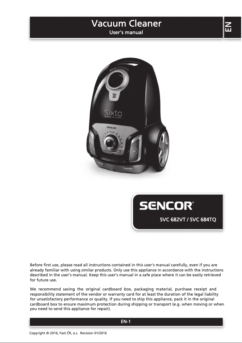 Página 1 del manual Manual de usuario Sencor SVC 682VT