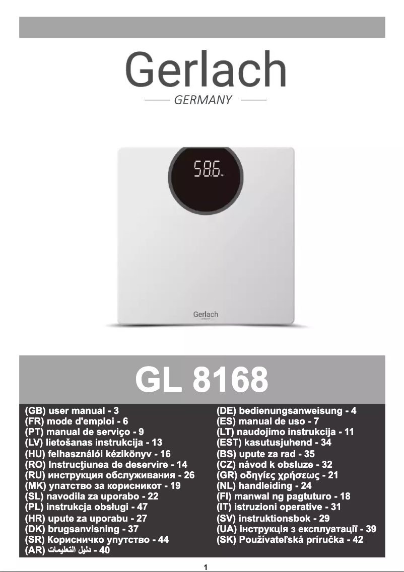 Page 1 de la notice Manuel utilisateur Gerlach GL 8168