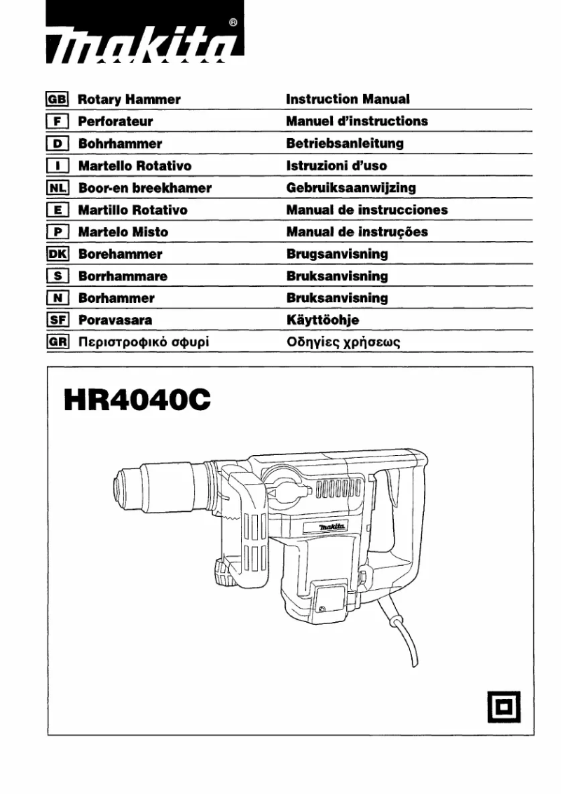 Page n°1 - Manuel utilisateur Makita HR4040C
