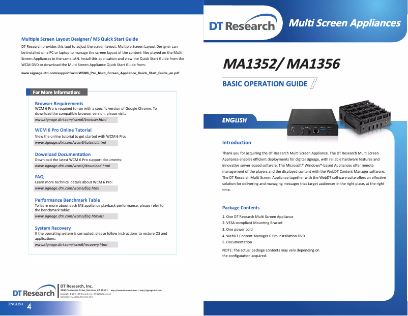 Page 1 de la notice Manuel utilisateur DT Research MA1352