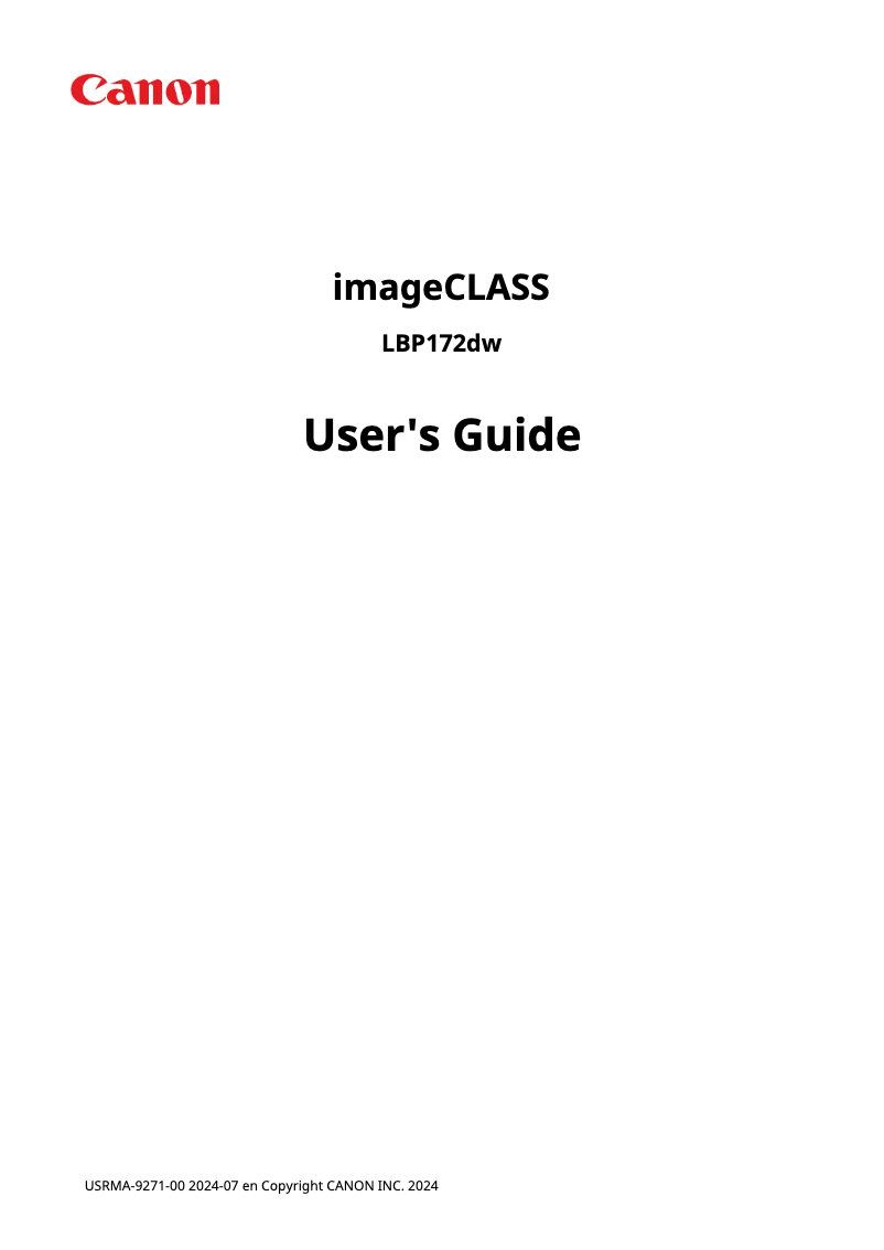 Page 1 de la notice Manuel utilisateur Canon imageCLASS LBP172dw