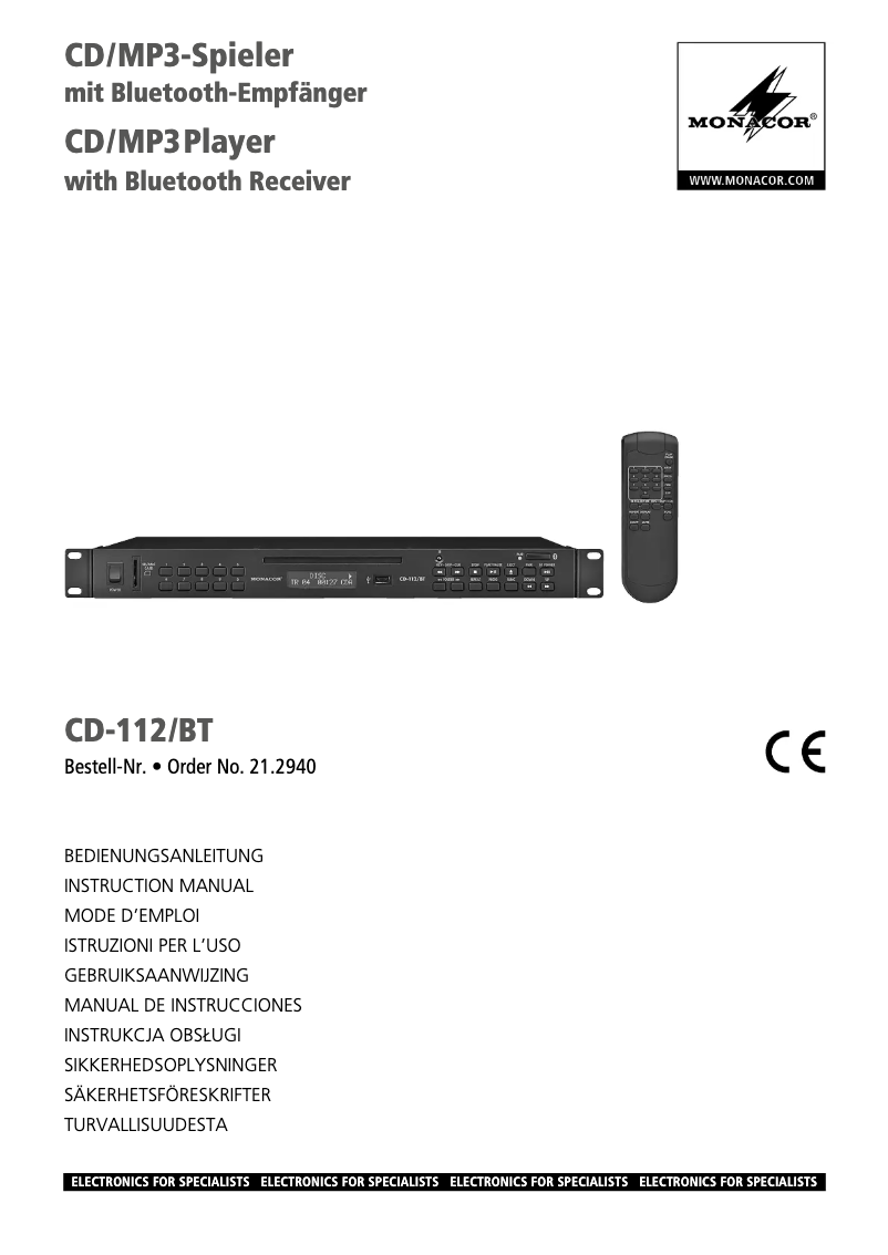 Image de la première page du manuel de l'appareil CD-112/BT