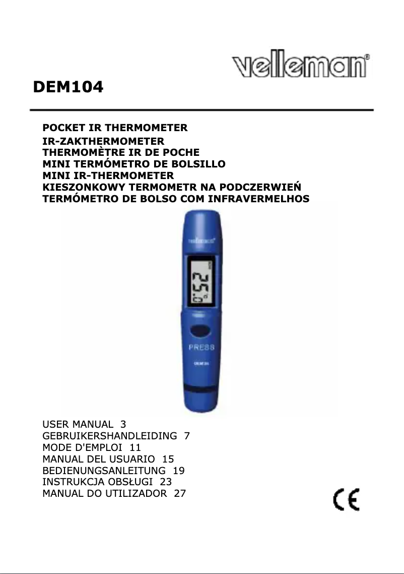 Page n°1 - Manuel utilisateur Velleman DEM104