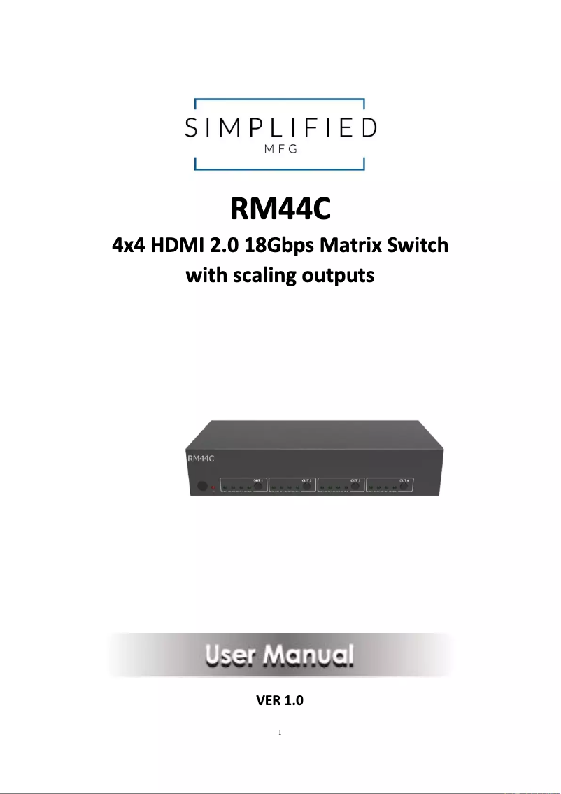 Page 1 de la notice Manuel utilisateur Simplified MFG RM44C