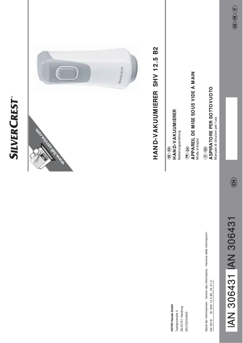 Page 1 de la notice Manuel utilisateur SilverCrest SHV 12.5 B2