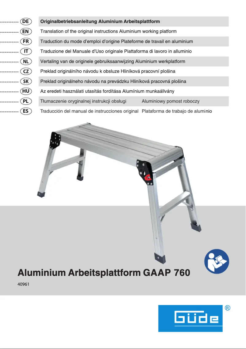 Image de la première page du manuel de l'appareil GAAP 760