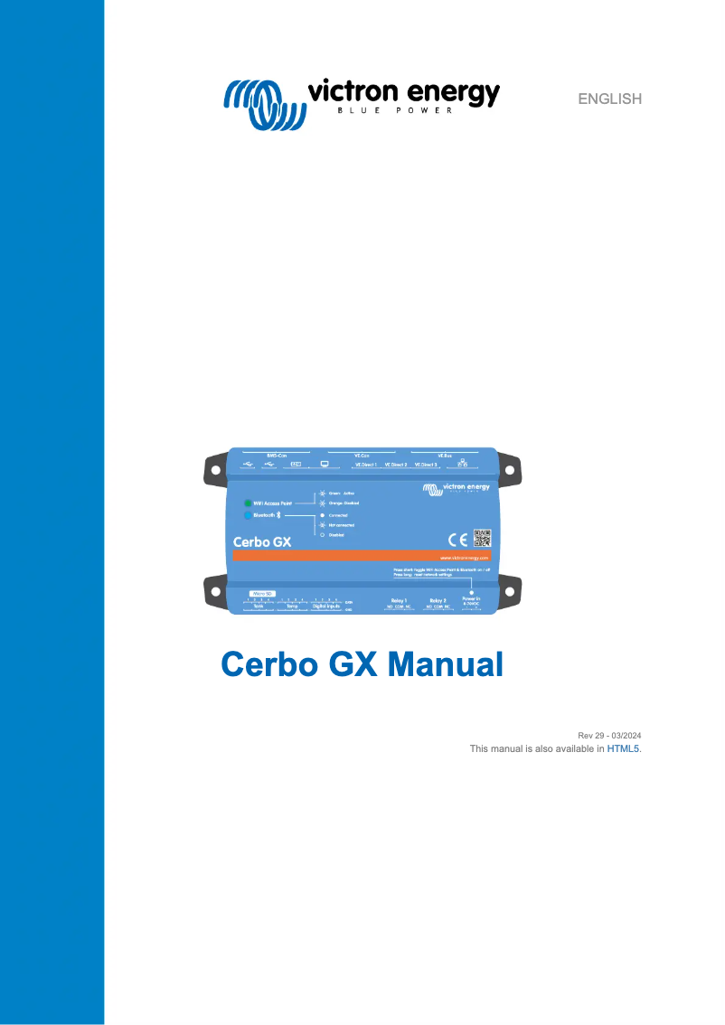 Page 1 de la notice Manuel utilisateur Victron Energy GX Touch