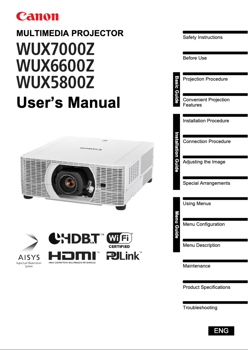 Page 1 de la notice Manuel utilisateur Canon XEED WUX6600Z