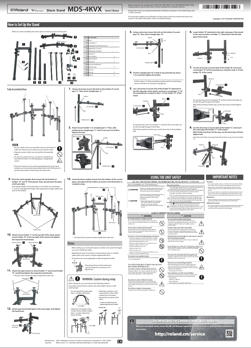 Page 1 de la notice Manuel utilisateur Roland MDS-4KVX