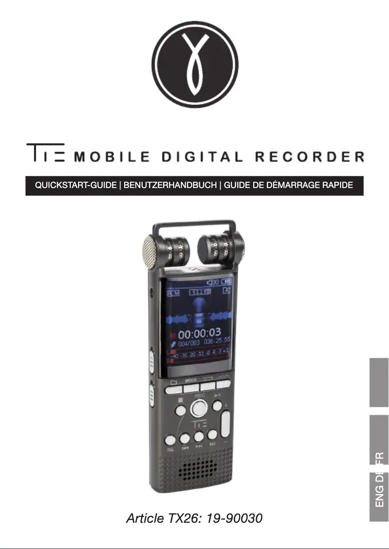 Page n°1 - Manuel utilisateur TIE Audio Mobile Digital Recorder