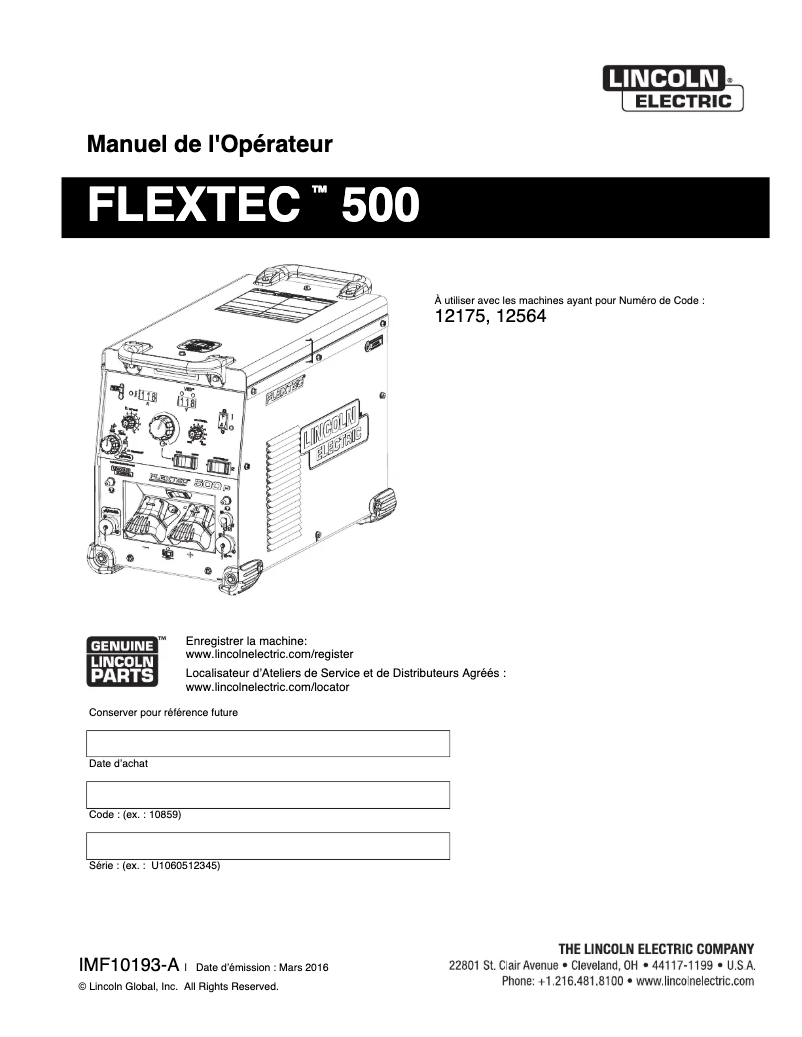 Imagen de la primera página del manual del dispositivo Flextec 500