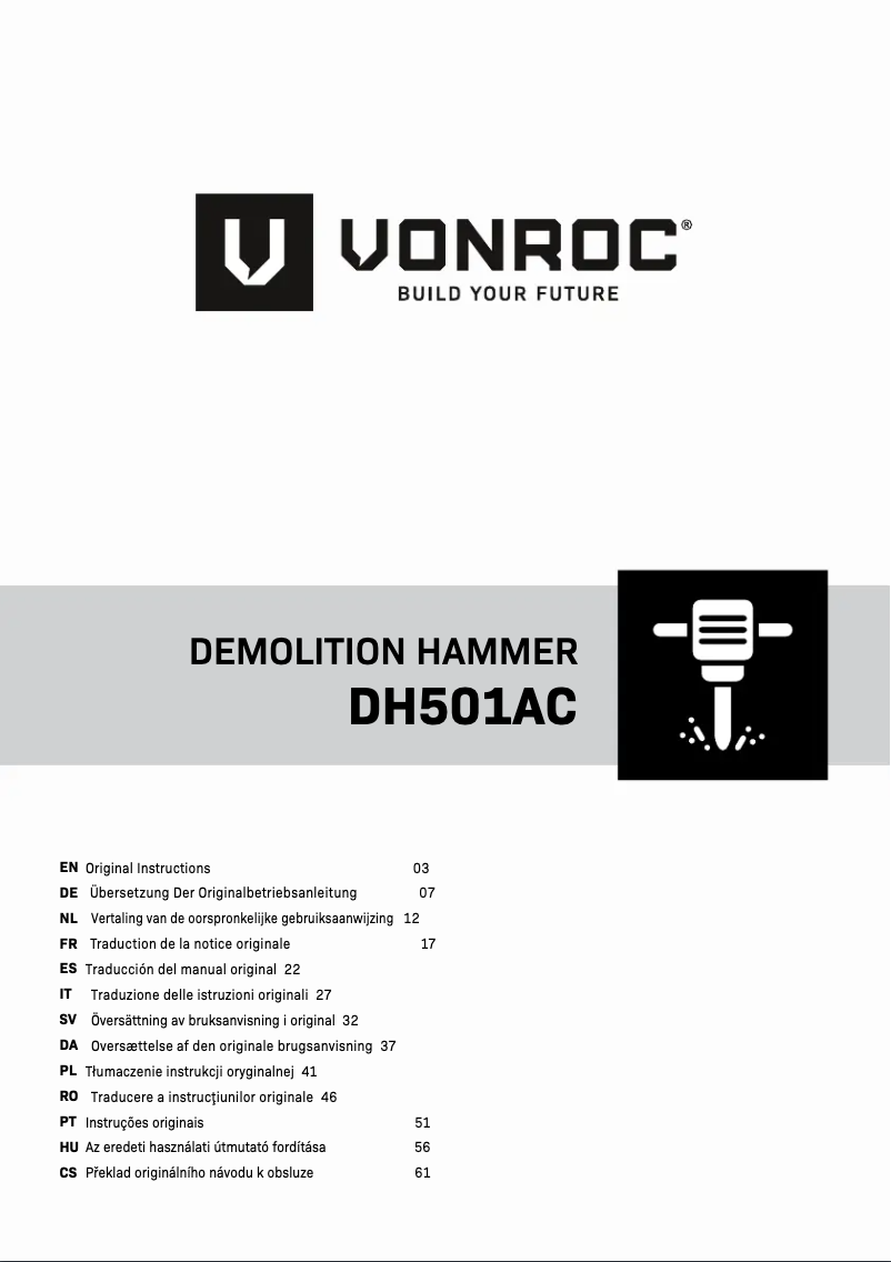 Page n°1 - Manuel utilisateur Vonroc DH501AC