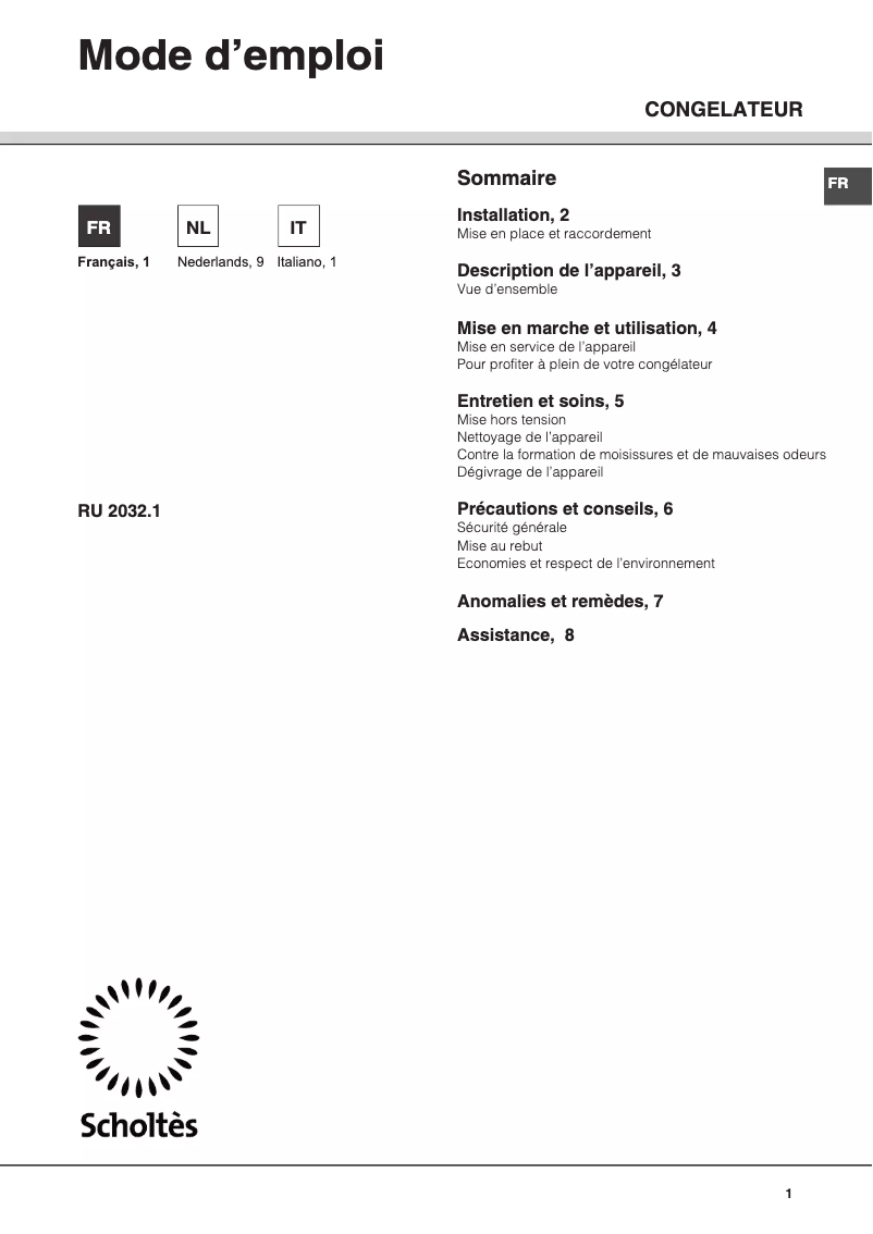 Image de la première page du manuel de l'appareil RU 2032.1