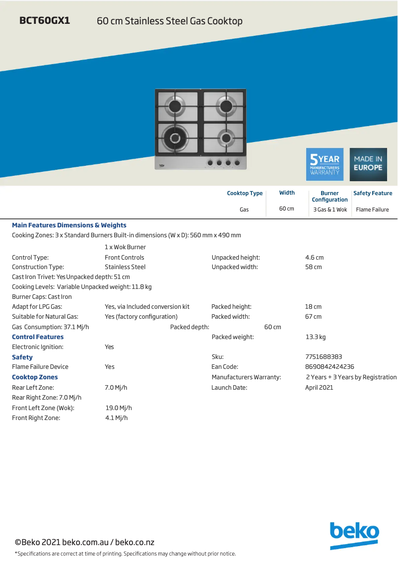 Image de la première page du manuel de l'appareil BCT60GX1