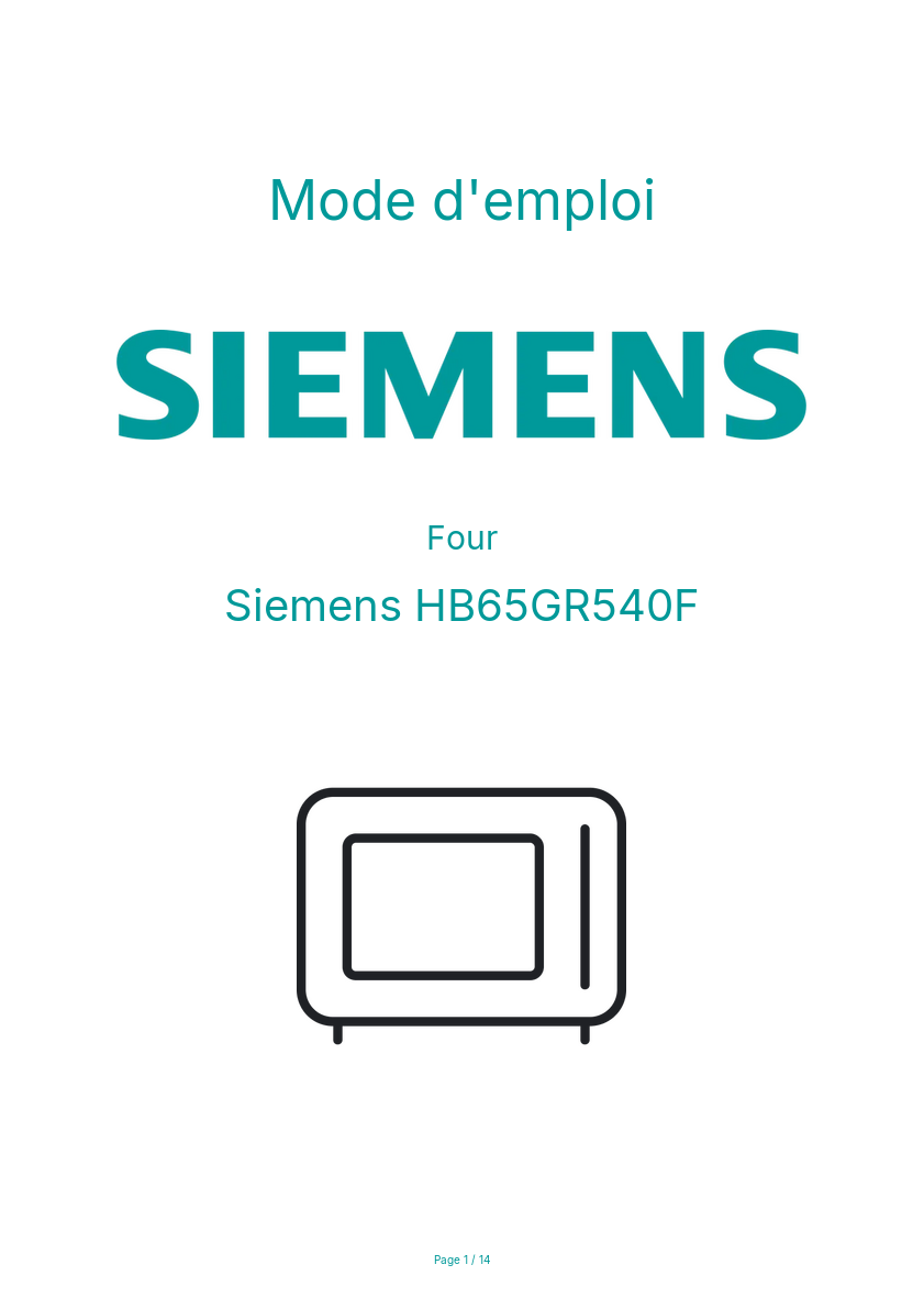 Page n°1 - Mode d'emploi Siemens HB65GR540F