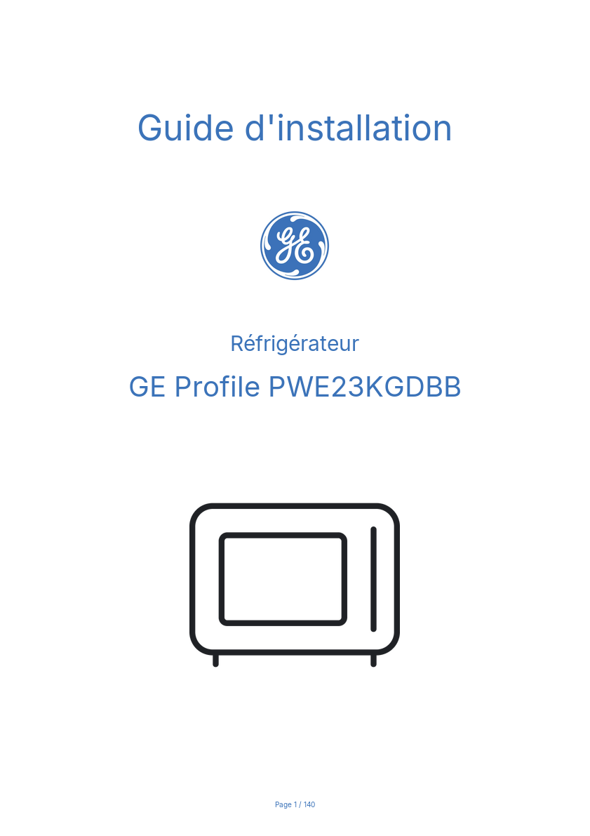 Image de la première page du manuel de l'appareil Profile PWE23KGDBB