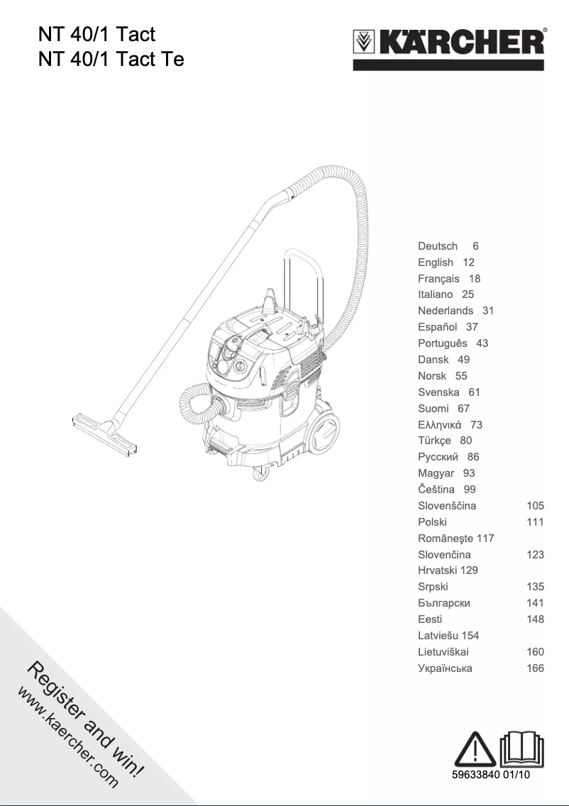 Page 1 de la notice Manuel utilisateur Kärcher NT 40/1 Tact