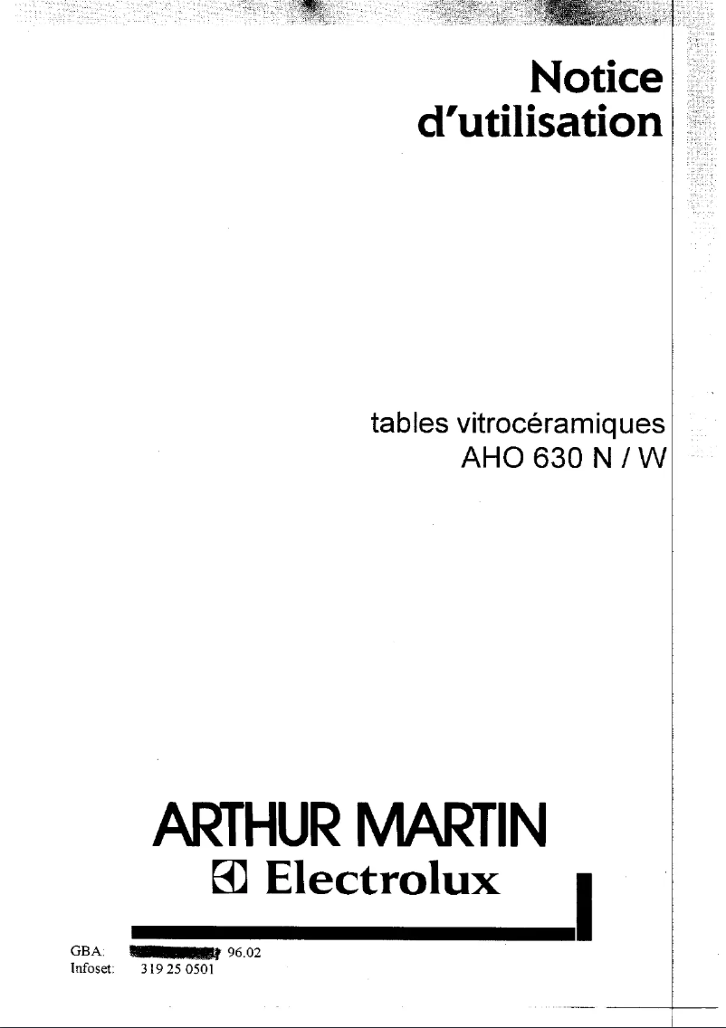Page 1 de la notice Manuel utilisateur Arthur Martin-Electrolux AHO630W