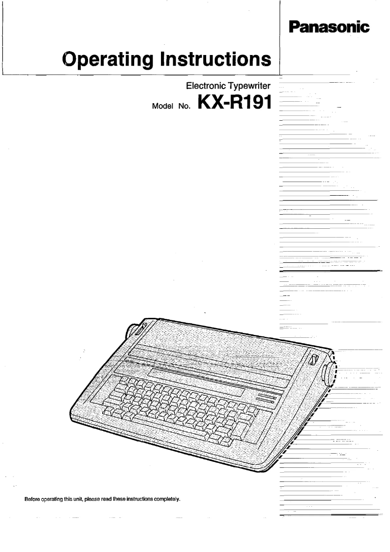 Image de la première page du manuel de l'appareil KX-R191