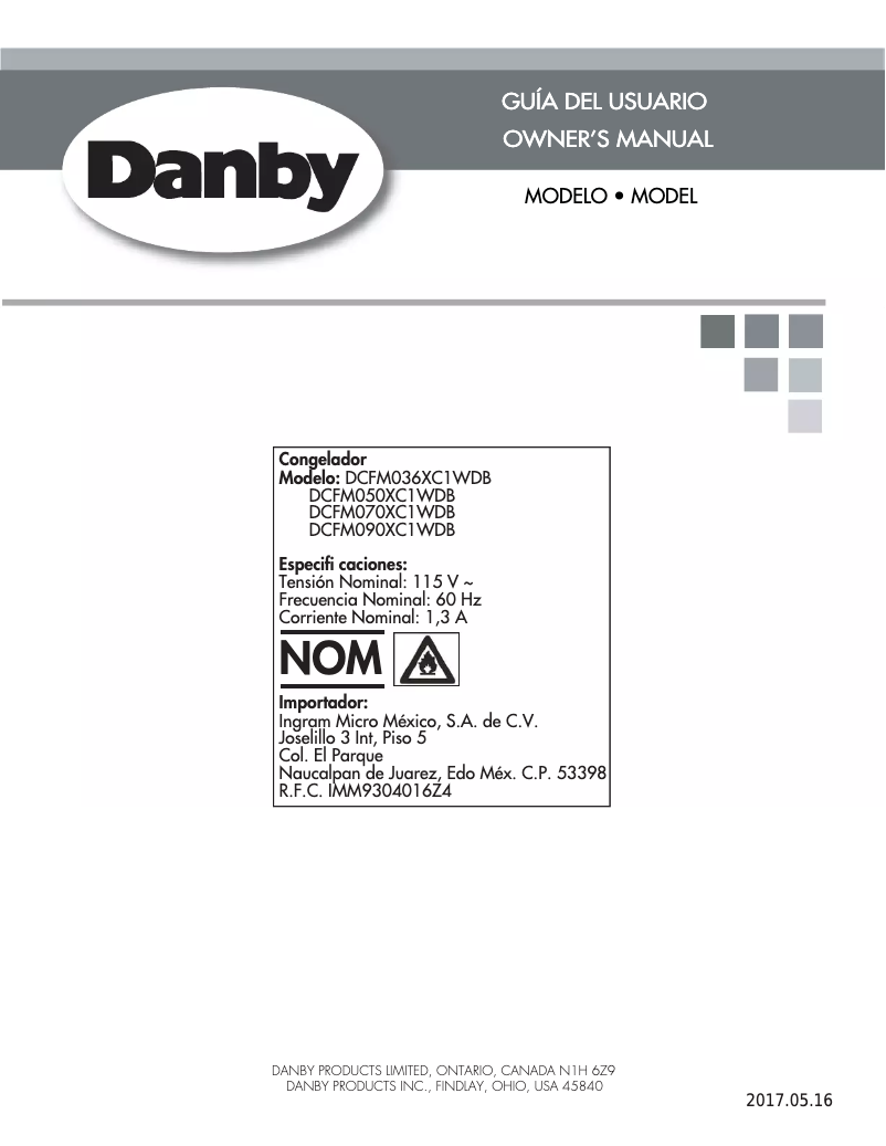 Page n°1 - Manuel utilisateur Danby DCFM050XC1WDB