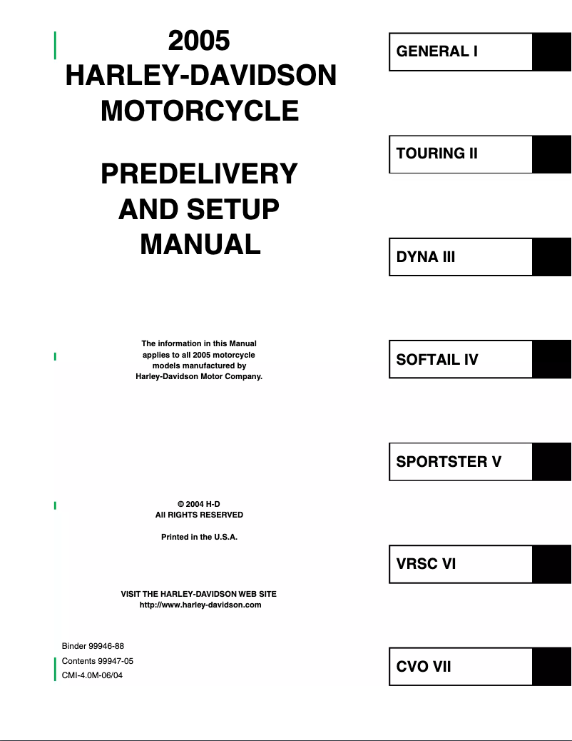 Página 1 del manual Manual de usuario Harley-Davidson CVO (2005)
