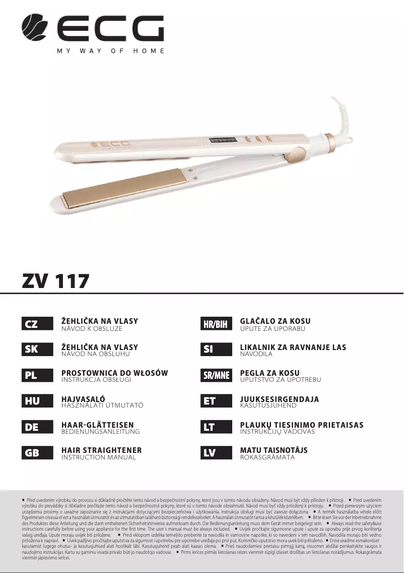 Image de la première page du manuel de l'appareil ZV 117