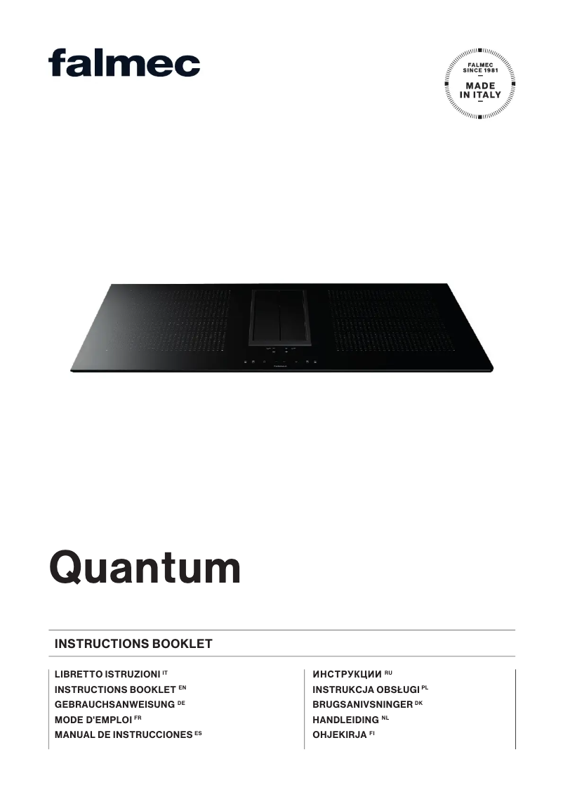 Page 1 de la notice Manuel utilisateur Falmec Quantum
