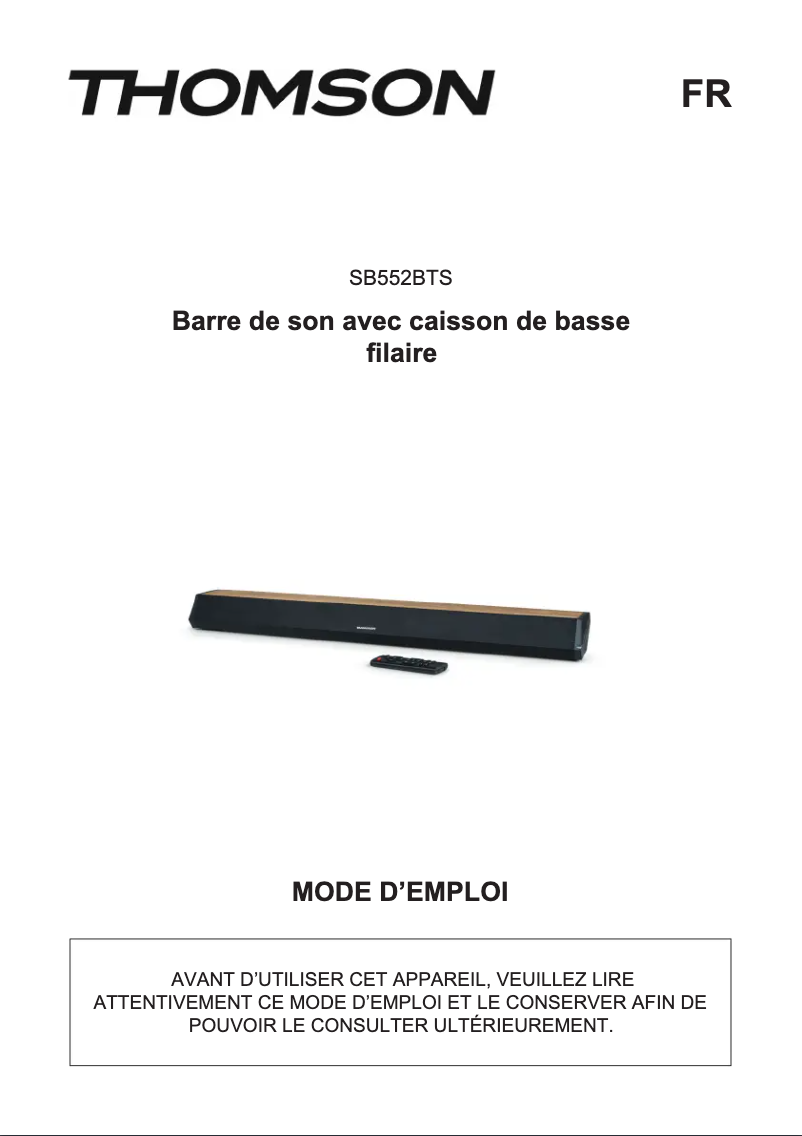 Page 1 de la notice Manuel utilisateur Thomson SB552BTS