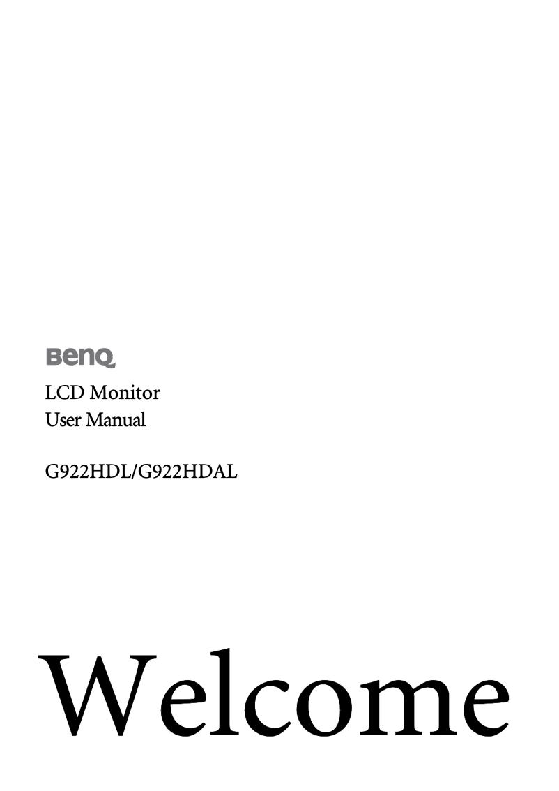 Page n°1 - Manuel utilisateur BenQ G922HDAL