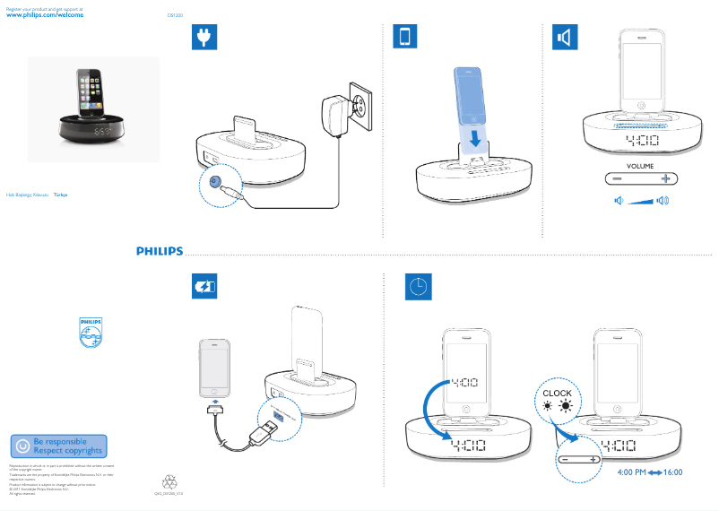 Page 1 de la notice Guide de démarrage rapide Philips DS1200