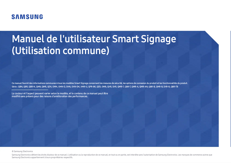 Page 1 de la notice Manuel utilisateur Samsung QM75R