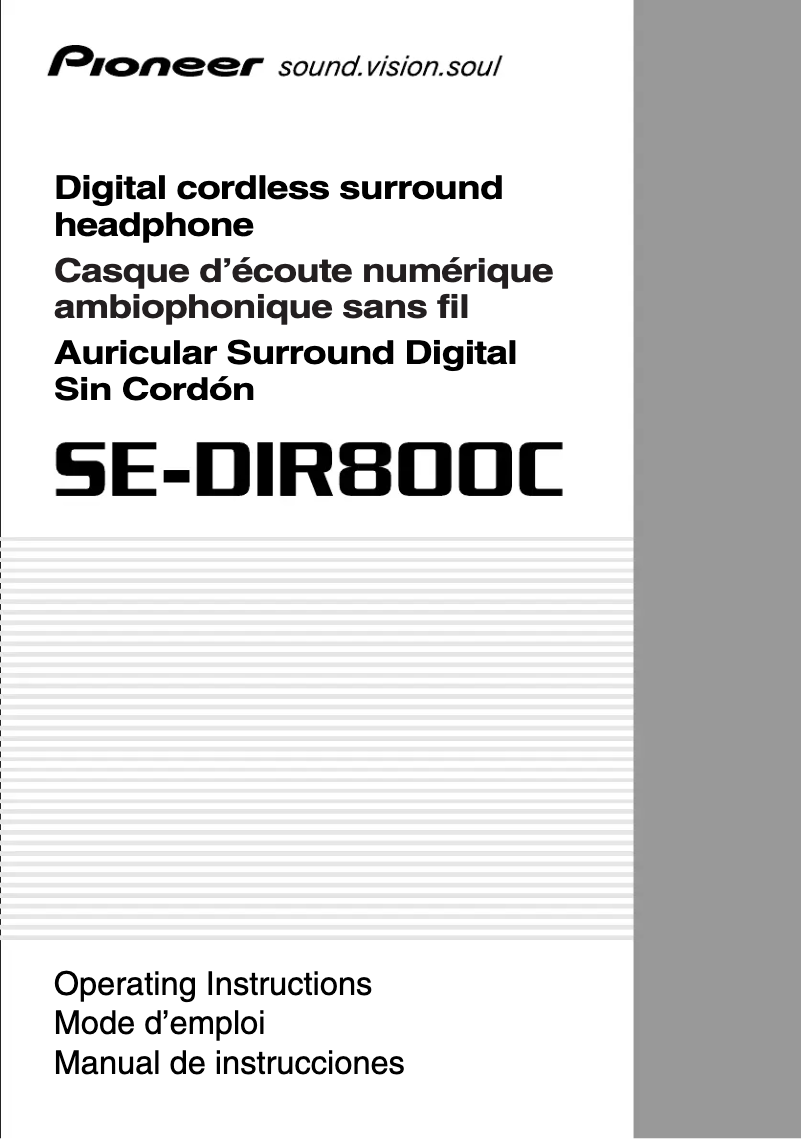 Page 1 de la notice Manuel utilisateur Pioneer SE-DIR800C